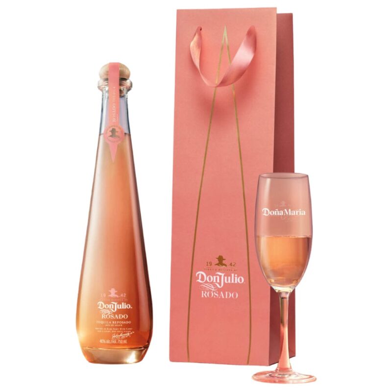 Don Julio Rosado Personalized Flute Glass and Gift Bag